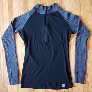 S Meriwool 250 base layer top 1/4 zip FLAWED merino wool long sleeve shirt